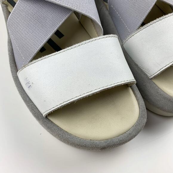 Fly London Bime Slingback Platform Wedge Sandals White Grey Women's 38 US 7.5 8 - Picture 4 of 14